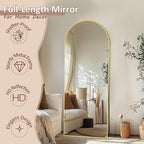 Full Length Mirror, 58" x 18.5" Arched Full Body Mirror Large Standing Floor Mirrors, Mirrors for Bedroom, Bathroom, Living Room Standing or Wall Leaning, Gold