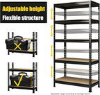 PrimeZone 32"W x 16"D x 63" H Storage Shelves - 4 Pack 5 Tier Adjustable Garage Storage Shelving, Heavy Duty Metal Storage Organizer Utility Rack Shelf Unit for Warehouse Pantry Closet Kitchen, Black
