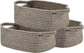 KALLAX Small Woven Basket, 12 x 8 x 4.5 Inches, Small Storage Baskets for Organizing, Gift Baskets Empty, Cute Rope Shelf Closet Storage Bins for Shelves, Dog Toy Basket, 3 Packs, Black & Brown Mixed