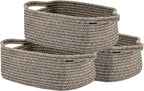 KALLAX Small Woven Basket, 12 x 8 x 4.5 Inches, Small Storage Baskets for Organizing, Gift Baskets Empty, Cute Rope Shelf Closet Storage Bins for Shelves, Dog Toy Basket, 3 Packs, Black & Brown Mixed