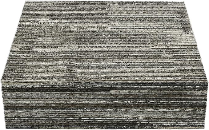 uyoyous 24 Pcs Commercial Carpet Tiles, 20'' x 20'' Twill Jacquard Carpet Squares with Non-Slip Backing, 64.58 Sq Ft Reusable Carpet Floor Tiles with Stickers for Home Office