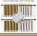 DUALIFE Gold Tan Pinch Pleated Blackout Curtains 132 Inches Long, Back Tab with Hooks, Linen Full Black Out Thermal Insulated Track Curtain for Bedroom Living Room,40 W x 132 L, 2 Panels