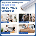 International Plastics Co. 17" Plastic Stretch Film Wrap 2 Pack 1200ft 500% Stretch Clear Cling Durable Adhering Packing Moving Packaging Heavy Duty Shrink