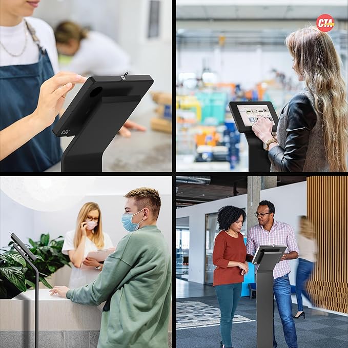 CTA Digital Premium Kiosk Floor Stand - Locking Floor Stand Kiosk - iPad 7th/8th/9th Gen 10.2" - Pro 11", 5th & 6th Gen, Surface Go, Galaxy Tab S5E & More (PAD-PARAF)