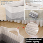 OIAHOMY Storage Basket, Woven Baskets for Storage, Cotton Rope Basket for toys,Towel Baskets for Bathroom - Pack of 3, Gradient Gray