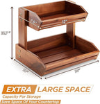 HOLANA Acacia 2 Tier Fruit Basket for Kitchen Counter Organizer – Wooden Fruit Bowl & Wooden Basket for Kitchen Counter Storage, Vegetable & Produce Storage, Snack Organizer for Countertop (Acacia)