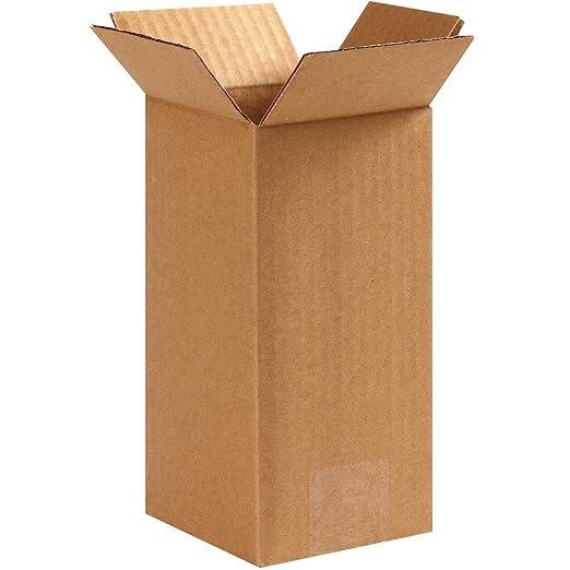 BOX USA Shipping Boxes 4"L x 4"W x 8"H, 25-Pack Tall Corrugated Boxes for Shipping, Packaging, Moving, Storage Box for Home or Business, Strong Wholesale Bulk Boxes