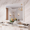 Amorho Bathroom Mirror, 48x40 Inch White Framed Bathroom Mirrors for Over Sink, Wall-Mounted Mirrors for Bedroom, Living Room, Entryway(Horizontal/Vertical).