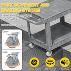 Heavy Service Utility Cart on Wheels,Tool Cart on Wheels, Service Cart for Garage, Warehouse, Workshop, Office, Cleaning (Gray-45.7 inch)