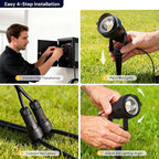 L LOHAS LED 5W Low Voltage Landscape Lighting, Christmas Outdoor Spot Lights with Connectors, 12V 24V IP66 Waterproof 3000K Warm White Plug in Spotlights for Yard, Garden, Pathway, House (4 Pack)