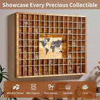 Large World Map Shot Glass Display Case 102 Slots 39.37 X 31.69''Rustic Brown Wood Holder for 2 Different Size Shot Glass in Living Rooms Bars Wine Cellars Used for Jewelry Stones & Shell