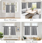 PONY DANCE Silver Grey Short Window Curtains for Kitchen 24 inch Long, 2 Panels Set Half Window Drapes for Bedroom Basement, Blackout Small Curtains for Travel Trailers, Width 29 x Length 24 inches