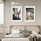 VCK 24x36 Poster Frame White - with Mat 20x30, Textured Exclusive Solid Wood Picture Frame, Horizontal and Vertical Formats with Included Hanging Hardware - 2 Pack