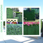 12 Pieces 20” X 20” (33.3 Sq.Ft) Artificial Hedge Boxwood Panels UV Protected Boxwood Hedge Grass Wall Green Greenery Plant Mats Backdrop Panels for Indoor Outdoor Garden Backyard Fence