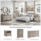 T4TREAM Farmhouse 7 Drawers Dresser Chests for Bedroom w/ 4 Solid Wood Feet & Column Decor, Tall Wide Wood Country Rustic Chest of Drawers, Storage Dressers for Bedroom, Living Room, Light Rustic Oak