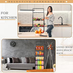 1 Set Retail Display Rack Shelf Cart with Wheels and Hook Heavy-Duty Metal Snack Potato Chip Display Organizer Concession Stand for Supermarket Grocery Store Home Black (5 Tier 10 Hook)