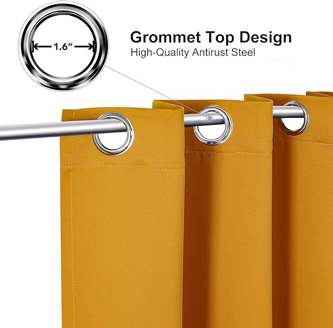 ChrisDowa Room Divider Curtain 84 Inches Long, Wide Blackout Sliding Door Curtain for Bedroom, Room Darkening Privacy Window Curtain for Patio Door (1 Panel Set, Mustard Yellow, 100 x 84 Inch)