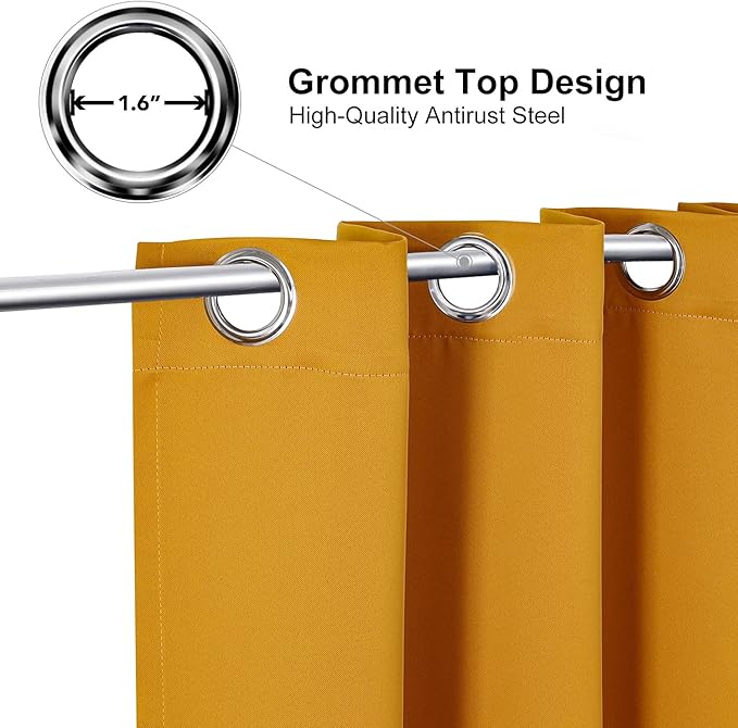 ChrisDowa Room Divider Curtain 96 Inches Long, Wide Blackout Sliding Door Curtain for Bedroom, Room Darkening Privacy Window Curtain for Patio Door (1 Panel Set, Mustard Yellow, 100 x 96 Inch)