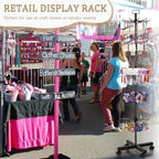 5-Tier Metal Spinning Display Stand Rack with Wheels, Black Iron, 50 Hooks, Lockable Wheels, Ideal for Jewelry, Accessories, Foods