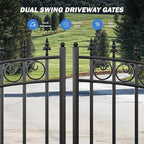 ZUMI Dual Swing Driveway Gates, 14x6 ft. Outdoor Steel Swing Gates for Driveway, Heavy-Duty Driveway Fence Gates for Home Security, Weatherproof Iron Security Gate Kit for Outdoor, Sydney