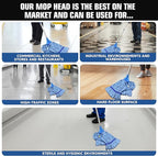 2 Pack - Replacement Heavy Duty Microfiber Mop Head | Robust, Blue, Machine Washable, Extra Absorbent, Extra Large, for Industrial, Commercial & Floor Cleaning - Hardwood, Tile, Laminate, Vinyl Floors