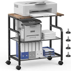 Printer Cart with Wheels, Printer Stand with Storage, Printer Table for Home Office, 3 Tier Cart with Adjustable Shelf, Supports Up to 100 Lbs, for Print, Heat Press, Scanner & Fax