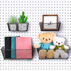 Sieral 4 Pcs Black Pegboard Baskets Metal Wire Shelf Baskets Peg Board Organizer Accessories Wall Mount Organizer Attachments for Garage Workbench Various Tool Accessories, 2 Sizes