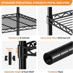 Storage Shelves Heavy Duty, 3 PCS 48" L x 20" W x 72" H Garage Wire Shelving Unit Loads 2000LBS, 5-Tier Adjustable Metal Industrial Utility Shelf Rack for Kitchen, Laundry Room, Warehouse, Basement