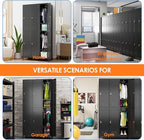 Aobabo Upgrade Metal Storage Locker for Employees, 6 Doors Steel Storage Locker with 18 Hooks for Office Gym School, Industrial Storage with 6 Shelves, Assembly Required, Black