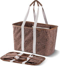 CleverMade Collapsible LUXE Tote - Peony 1 Pack 30L / 8 Gal - Reusable Utility Grocery Shopping Storage Bag Organizer with Handles Reinforced Bottom