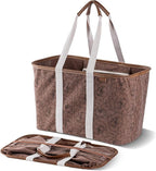 CleverMade Collapsible LUXE Tote - Peony 1 Pack 30L / 8 Gal - Reusable Utility Grocery Shopping Storage Bag Organizer with Handles Reinforced Bottom