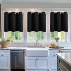 ChrisDowa Blackout Curtains 36 Inches Long for Living Room, Grommet Thermal Insulated Room Darkening Curtains for Bedroom (1 Panel Set, Black, 52W x 36L)