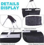Picnic Basket, SIYUAN Collapsible Shopping Basket 24L Portable Grocery Basket with 2 Handles Reusable Folding Market Basket Leak-Proof Laundry Basket for Travel, Black