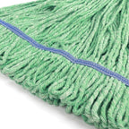 Matthew Cleaning Heavy Duty Mop Head Commercial Replacement for General and Floor Cleaning , Wet Industrial Blue Cotton Looped End String Head Refill (Pack of 12) Green