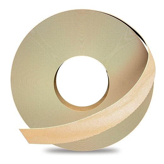 GSCIT Club Birch Edge Banding, 7/8 inch x 50ft roll of Wood Veneer Edge Banding Pre-glued Flexible, Real Wood Tape for Cabinet Repair Furniture