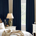PONY DANCE Navy Blue Living Room Blackout Curtains 63 inch Length, Rod Pocket Thermal Insulated Black Out Window Drapes for Boy's Bedroom (2 Panels, W42 x L63 -Inch)
