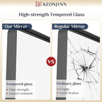 Keonjinn Black Bathroom Mirrors for Over Sink, 40” x 24” Matte Sandblasted Finish Aluminum Vanity Mirror, Rectangle Farmhouse Mirrors with HD Tempered Glass, Anti-rust Wall Mirror, Horizontal/Vertical