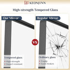 Keonjinn Black Bathroom Mirror for Vanity 24 x 36 Inch Metal Framed Wall Mirror Matte Black Rounded Rectangle Farmhouse Mirror, HD Tempered Glass, Wall-Mounted Decorative Mirrors(Horizontal/Vertical)