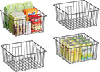 X-cosrack Metal Wire Baskets for Pantry Organization and Storage Freezer Organizer Bins with Handles 4 Pack- Extra Large Mesh Bin for Pantry Kitchen Laundry Closet Garage Patent Design