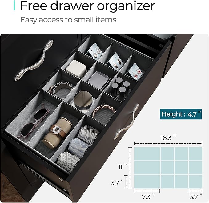 LINSY HOME 7 Drawers Dresser for Bedroom, Wood Bedroom Dressers Modern Drawer Chest, 7 Chest of Drawer, Tall Dresser for Closet, Dressers Organizer for Living Room, Closet, Hallway