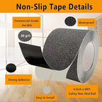 Grey Grip Tape Heavy Duty Non Skid Tape 4Inch x 60Ft Waterproof High Traction Step Tape for Stairs Steps Stairway Tread Staircases Ramps, Skateboards, Outdoor/Indoor