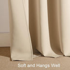 PONY DANCE Blackout Curtains 80 inches Long 2 Panels Set for Bedroom, Thermal Insulating Privacy Curtains & Drapes for Doorway Temporary Door Alternative Accordion Door, W 42 x L 80, Biscotti Beige