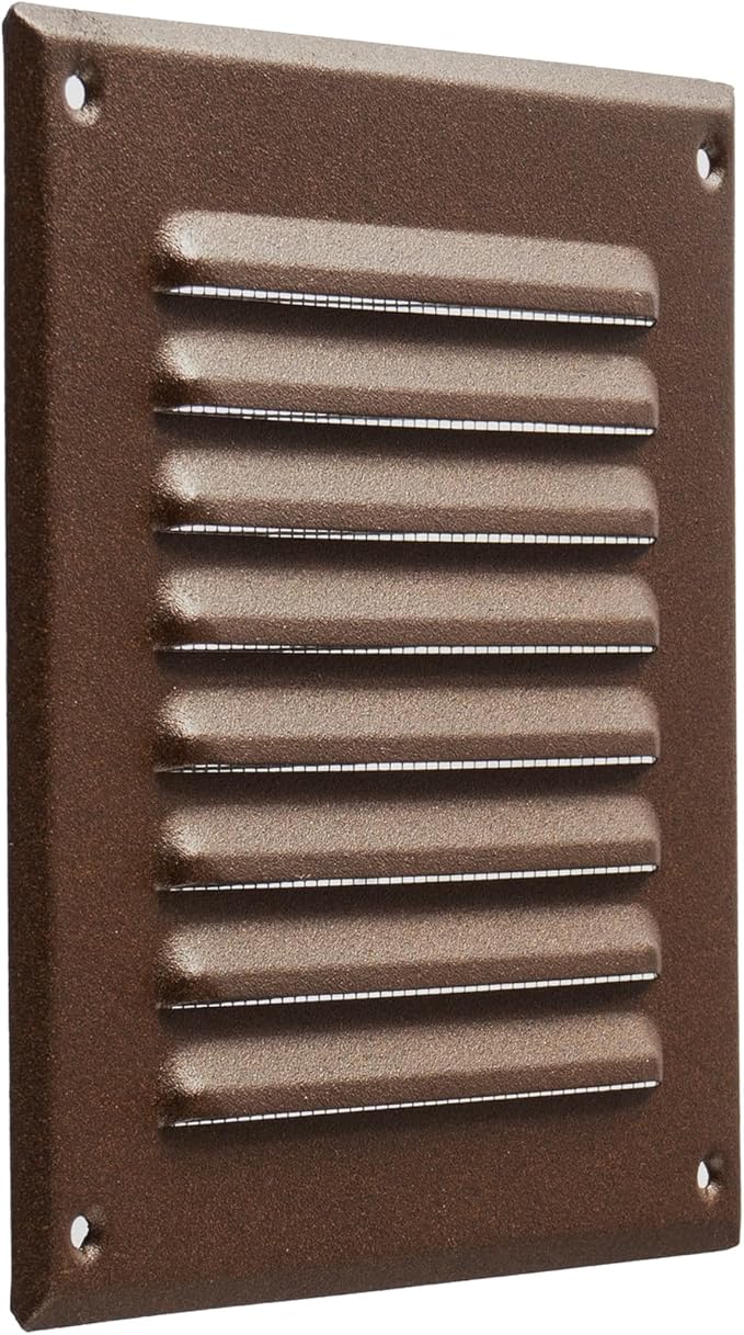 Vent Systems - 5 x 5 Inch (Inner) Brown Metal Square Soffit Air Vent Grille Cover, Register Vent Deflector Louver Built-in Mesh HVAC for Bathroom Home Office Kitchen 6.5" x 6.5" (Outer)
