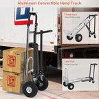 Aluminum Convertible Hand Truck, 800lbs 3 in 1 Folding Dolly Cart Lightweight Frame,Heavy Duty Industrial Platform Cart Handtruck for Construction, Logistics, Shopping, Home, Office Moving (Black)