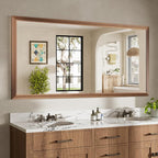 72x36 Inch Bathroom Mirror for Wall, Anti-Rust Walnut Wood Grain Metal Framed Bathroom Mirrors for Over Sink,Rectangler Mirrors for Bathroom Vanity, Farmhouse, Bedroom, Living Room, Entryway Decor