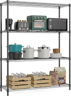 5-Shelf Storage Shelves,Wire Shelving Heavy Duty Metal Storage Shelving Unit Adjustable Garage Shelving Rack Pantry Kitchen (Chrome, 4 Tier,15.8" D x 45.3" W x 59.4" H)