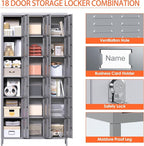 Aobabo 18 Doors Metal Storage Locker for Employees, Storage Locker for School Office Gym Bedroom, Grey, Assembly Required