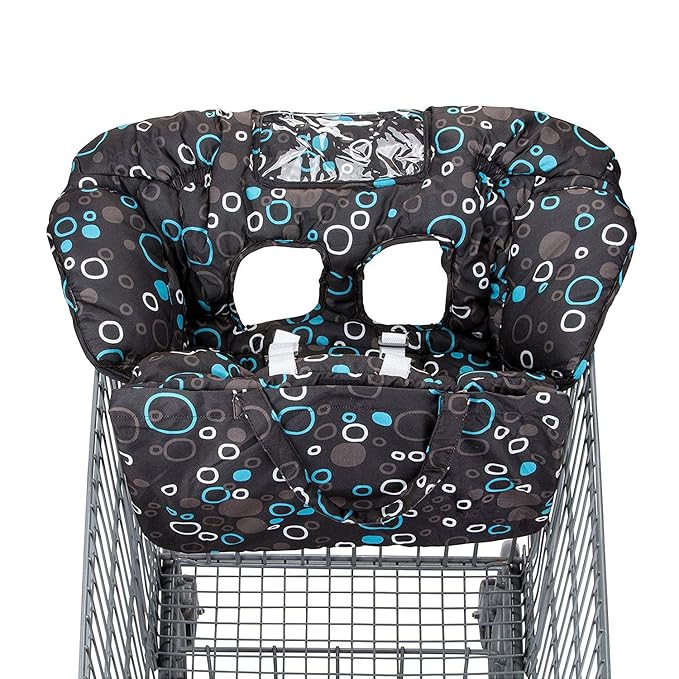 Premium Shopping Cart Cover & High Chair Cover, Easy Install, Harness System, Soft Comfort Cushioning, Universal Size (Black)