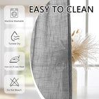 MYSKY HOME Living Room Curtains 96 Inches Long Semi Sheer Light Filtering Privacy Drapes Linen Look Textured Boho Decorative, Pinch Pleated Curtain for Parties, Kids Room 40" x 96", Dark Grey, 2 PCs