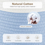 Cotton Rope Basket, Storage Baskets with Handle, 15x10x9 Inch Woven Basket for Shelves, Laundry, Towels, Clothes, Books (White/Blue 3Pack)